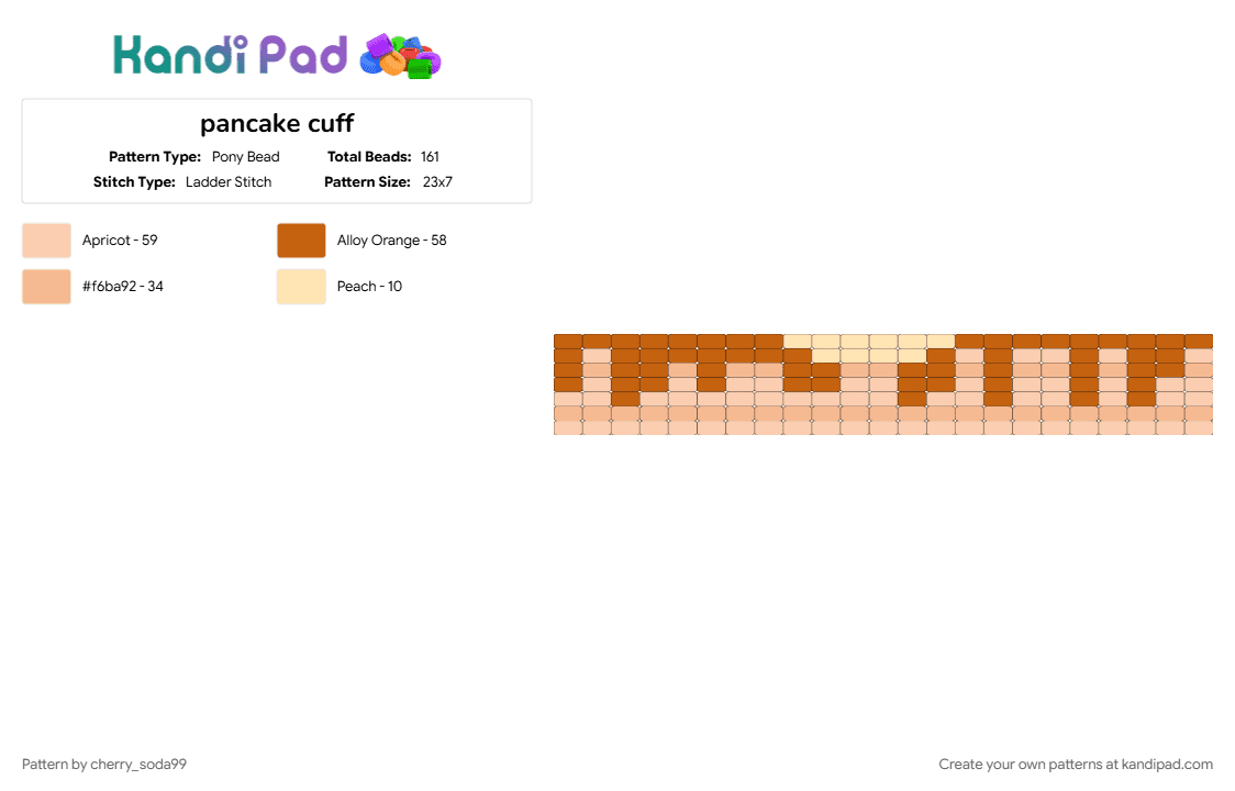 pancake cuff - Pony Bead Pattern by cherry_soda99 on Kandi Pad - beige, cotdbrunch, orange