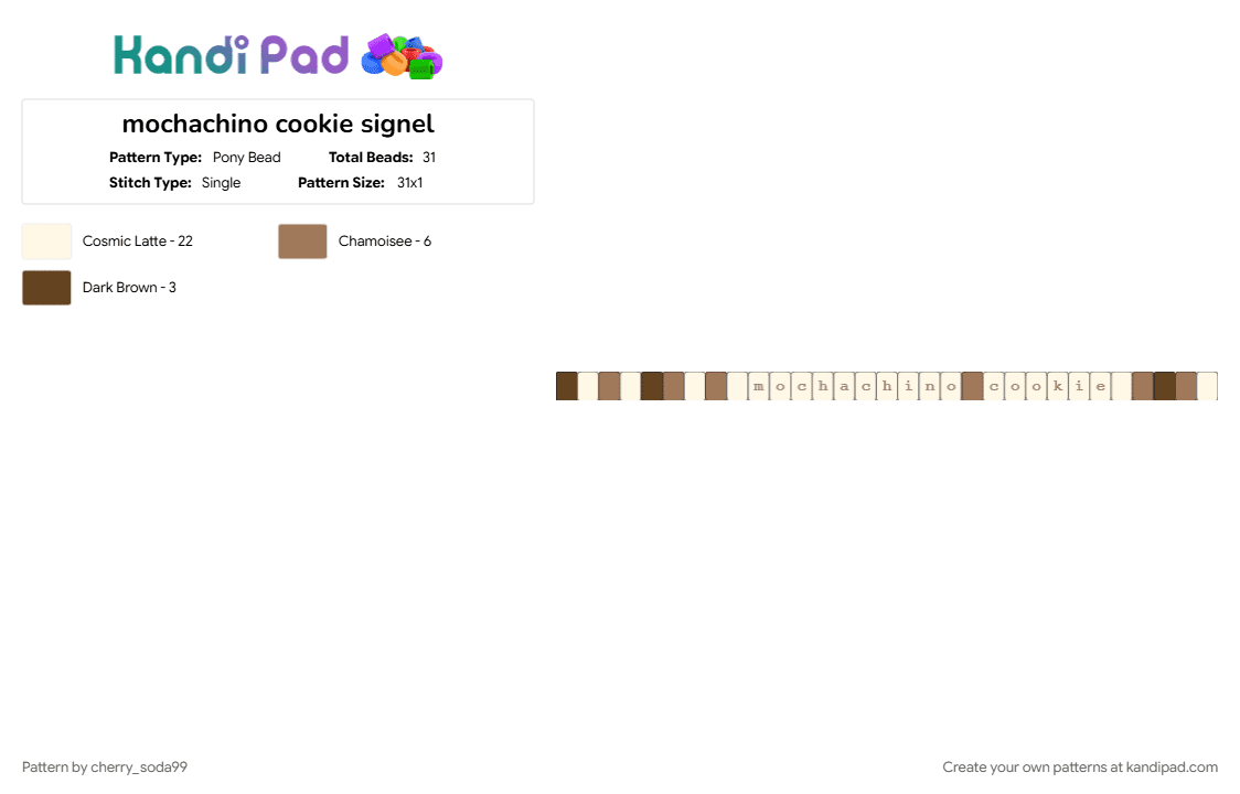 mochachino cookie signel - Pony Bead Pattern by cherry_soda99 on Kandi Pad - brown, tan, white