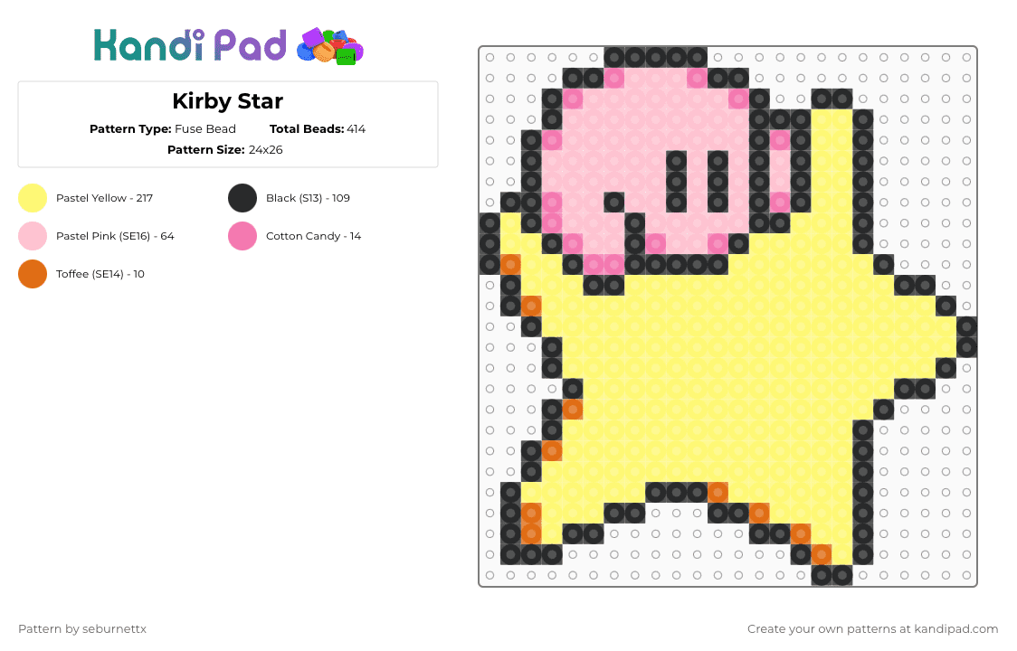 Kirby Star - Fuse Bead Pattern by seburnettx on Kandi Pad - yellow