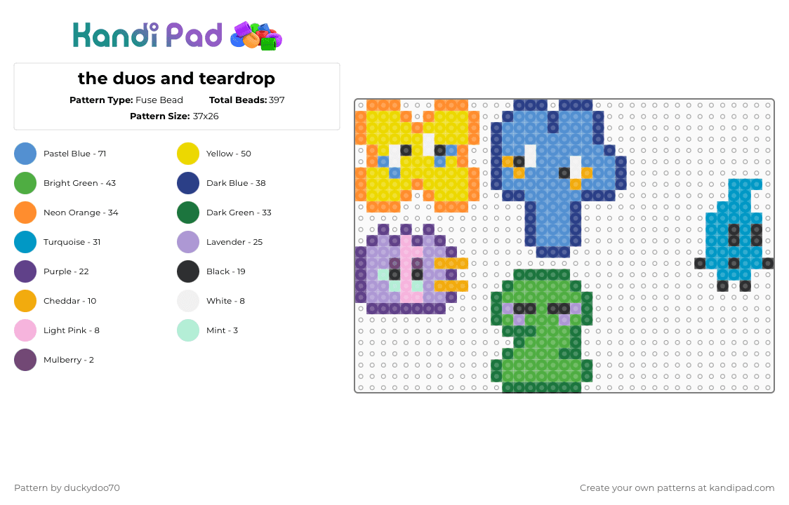 The duos and teardrop Fuse Bead Pattern - Kandi Pad | Kandi Patterns ...