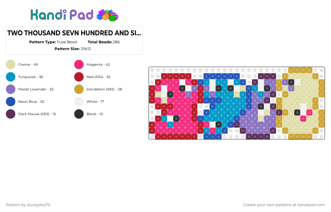 TWO THOUSAND SEVN HUNDRED AND SIXTY THREE!!! - Fuse Bead Pattern by duckydoo70 on Kandi Pad - pink,blue,yellow,bfdi,algebralien