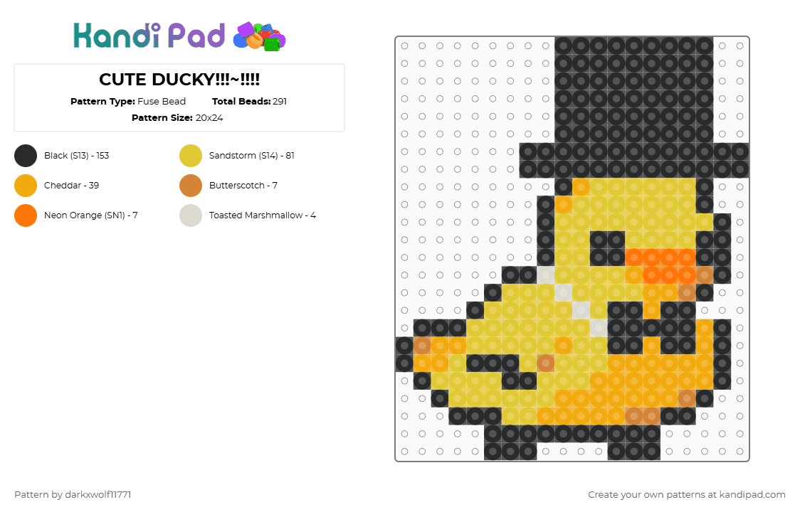CUTE DUCKY!!!~!!!! - Fuse Bead Pattern by darkxwolf11771 on Kandi Pad - orange,yellow