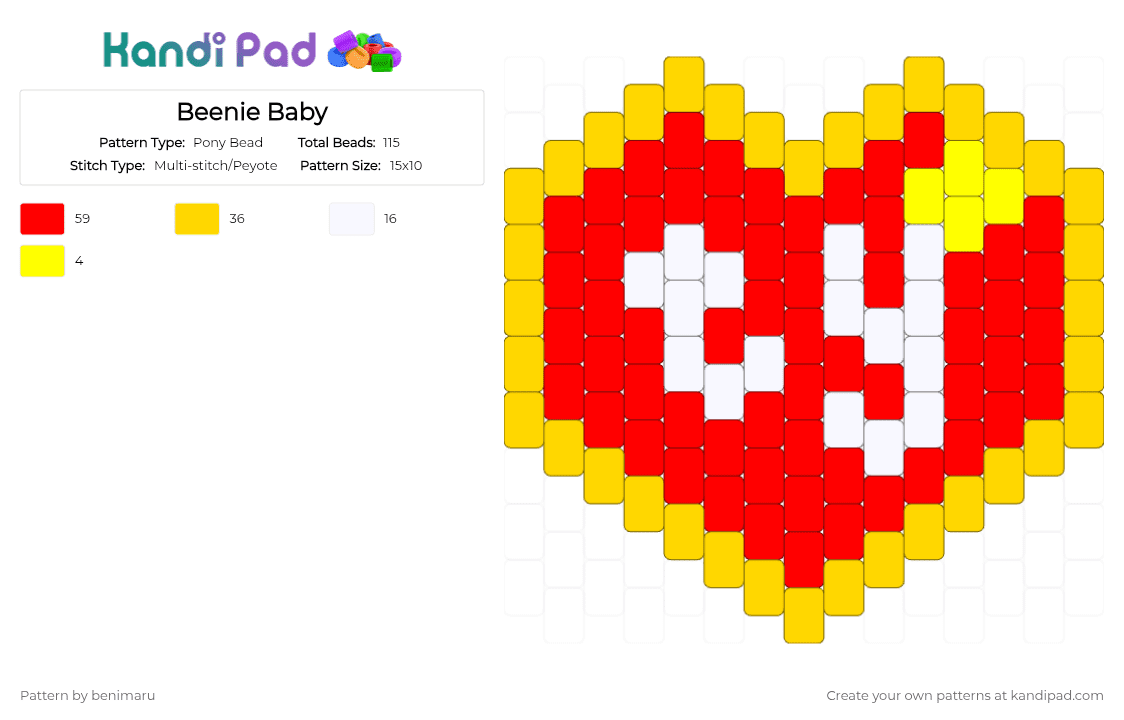 Beenie Baby - Pony Bead Pattern by benimaru on Kandi Pad - red,yellow