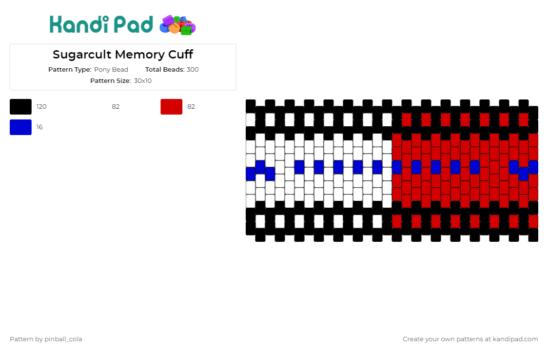 Sugarcult Memory Cuff - Pony Bead Pattern by pinball_cola on Kandi Pad - sugarcult,memory,music,band,cuff