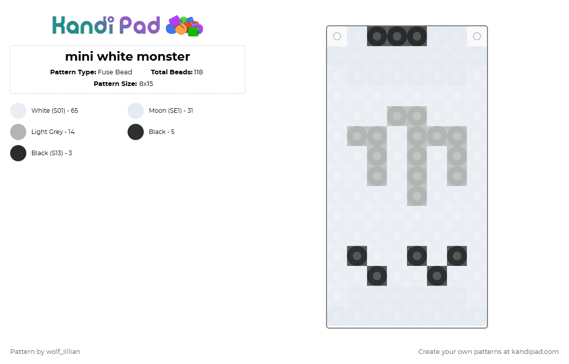 mini white monster - Fuse Bead Pattern by wolf_lillian on Kandi Pad - white