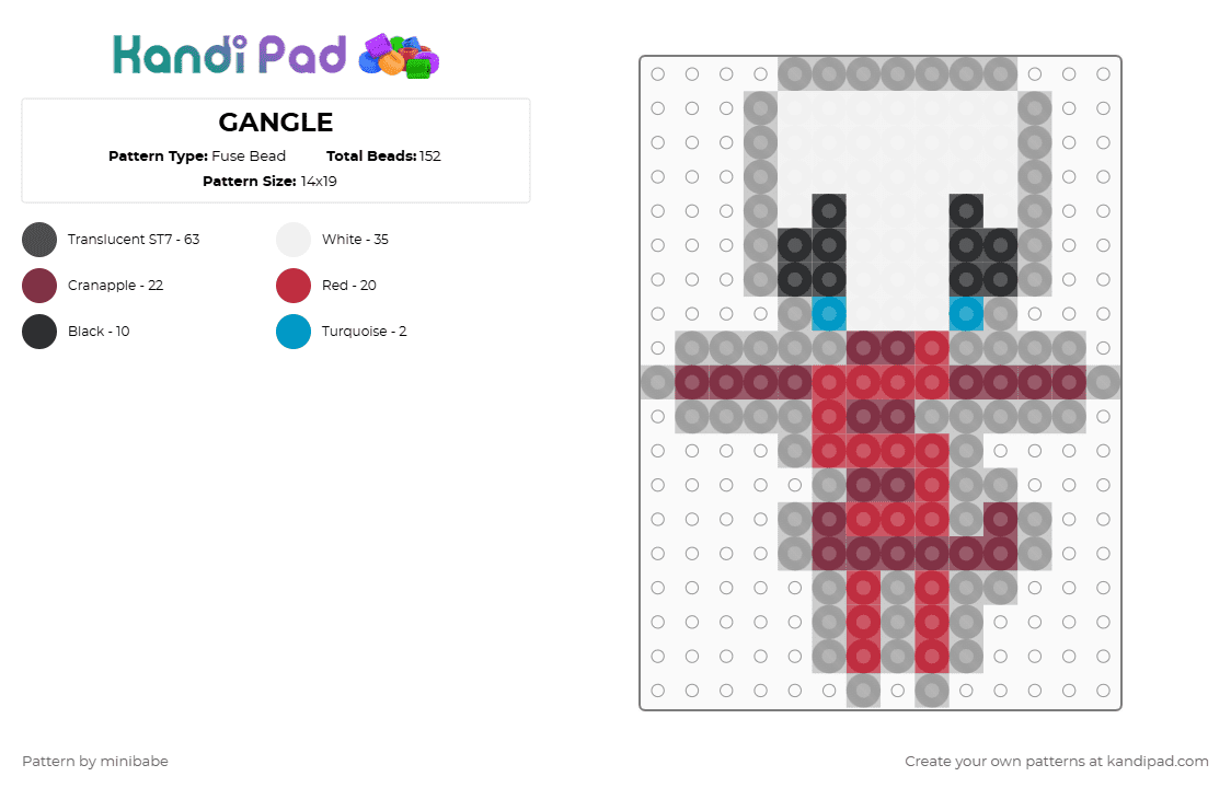 GANGLE - Fuse Bead Pattern by minibabe on Kandi Pad - gray