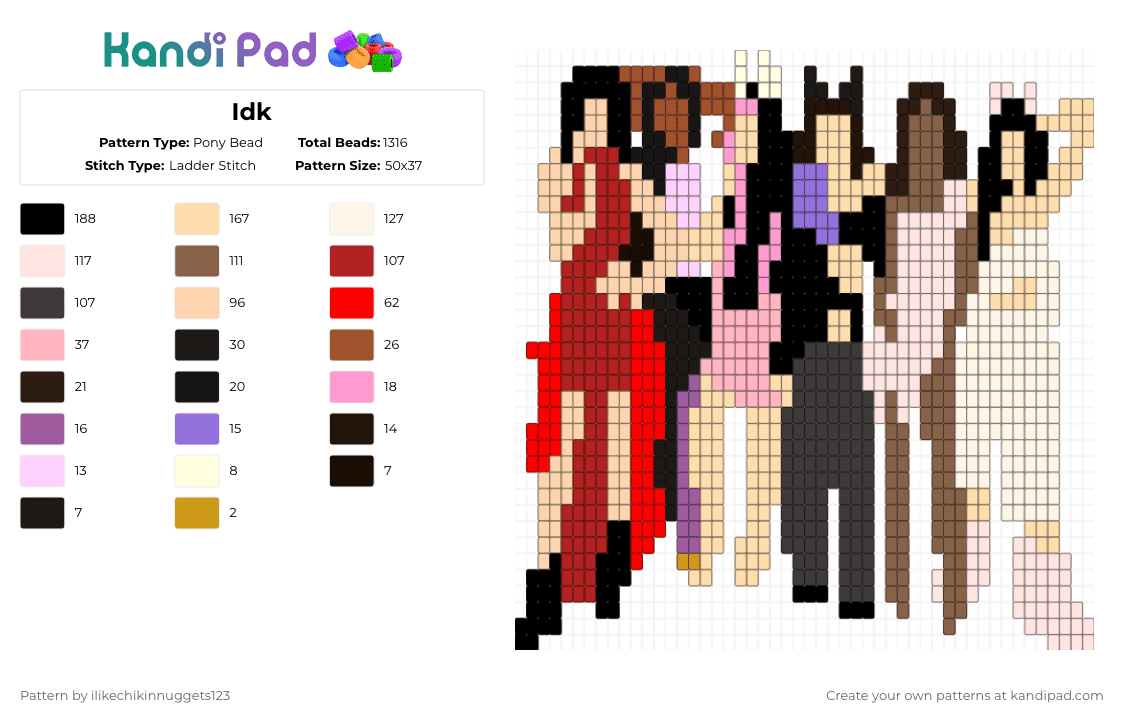 Monster high RAWR - Pony Bead Pattern by katseyedani on Kandi Pad - beige,red,tan