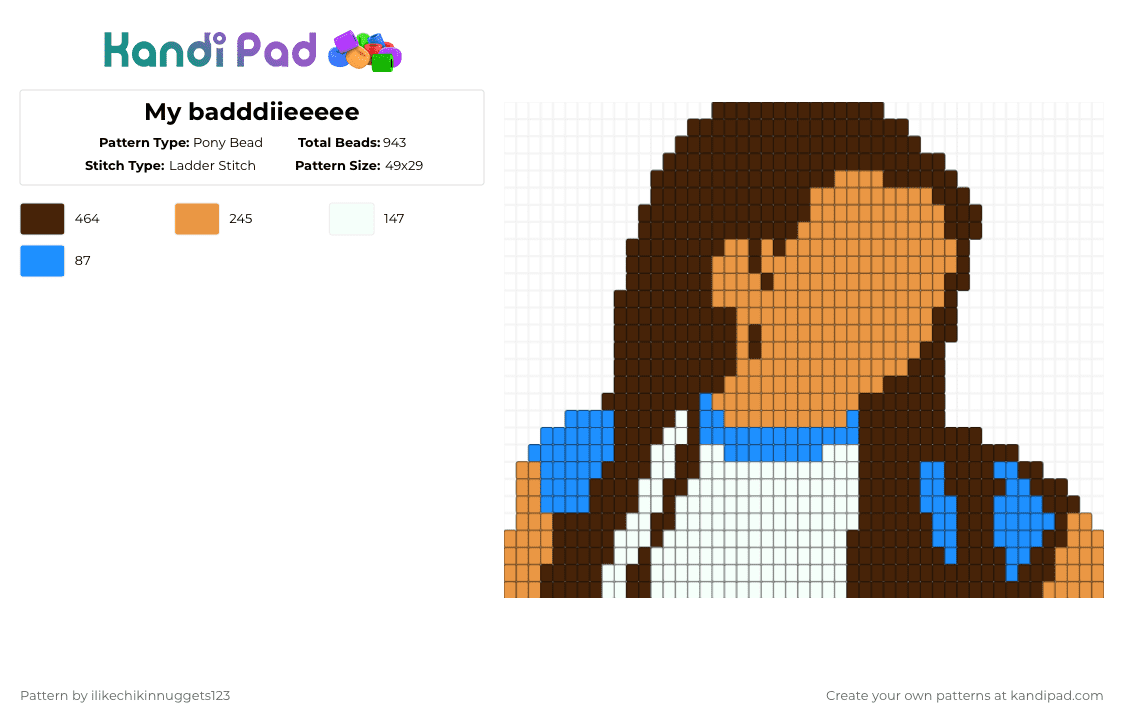 My badddiieeeee - Pony Bead Pattern by katseyedani on Kandi Pad - brown