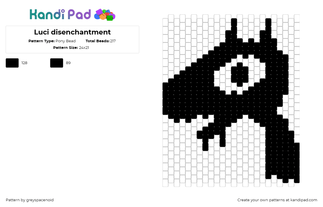 Luci disenchantment - Pony Bead Pattern by greyspacenoid on Kandi Pad - luci,disenchantment,animated,mischievous,black