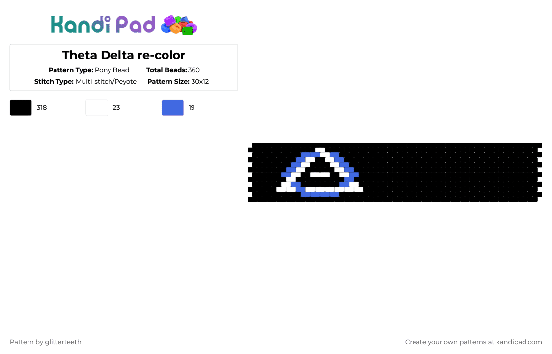 Theta Delta re-color - Pony Bead Pattern by glitterteeth on Kandi Pad - black,white,blue