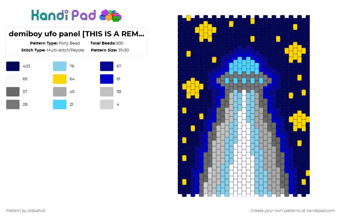 demiboy ufo panel [THIS IS A REMIX!] - Pony Bead Pattern by oldsaltx3 on Kandi Pad - purple