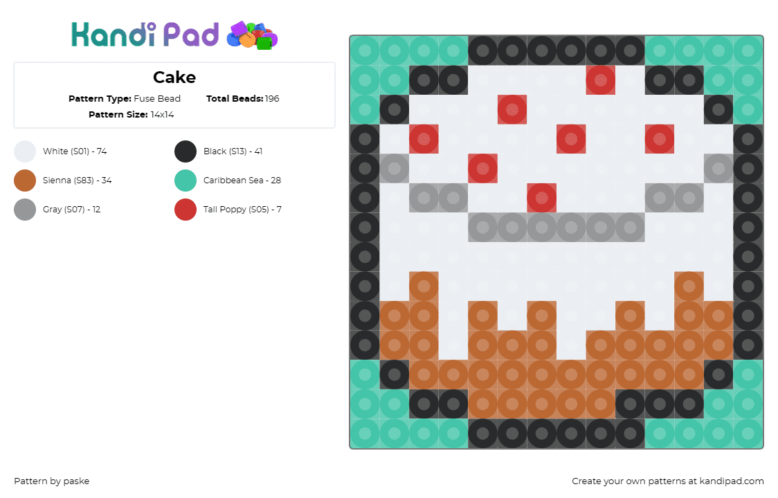 Cake - Fuse Bead Pattern by paske on Kandi Pad - cake,dessert,food,sweet,treat,birthday,celebration