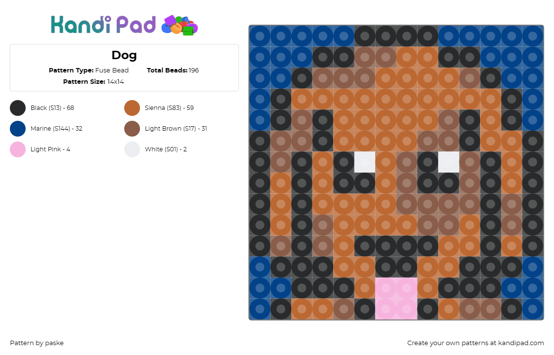 Dog - Fuse Bead Pattern by paske on Kandi Pad - dog,puppy,cute,animal,pet,canine,brown