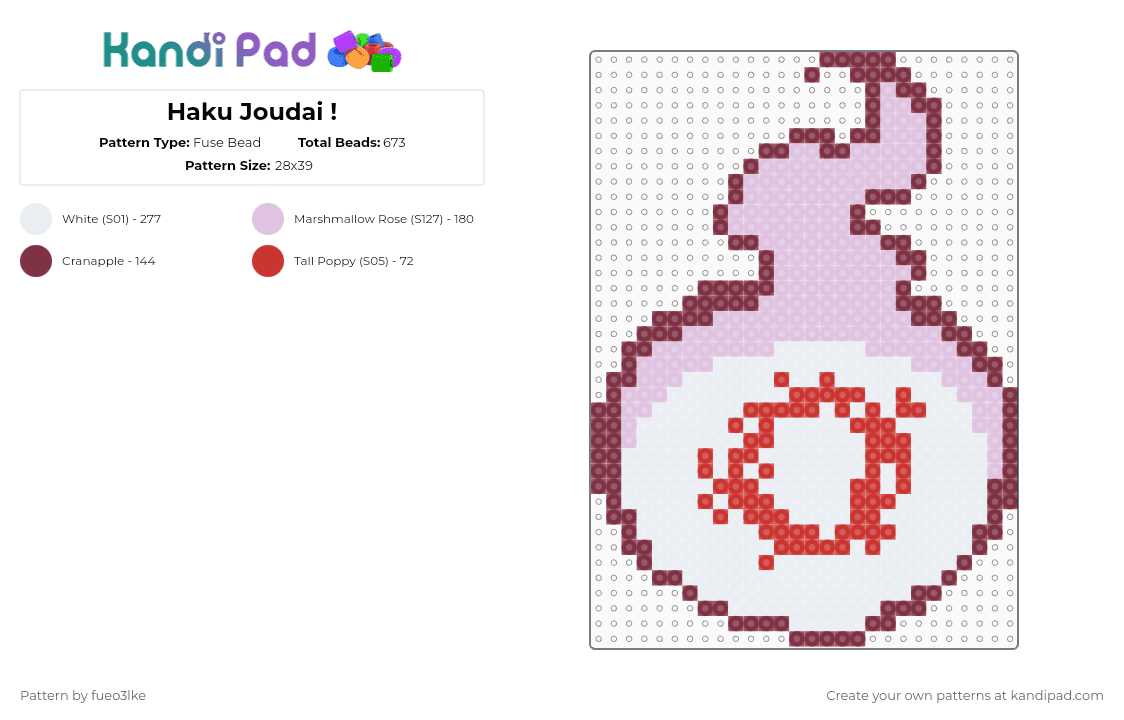 Haku Joudai ! - Fuse Bead Pattern by fueo3lke on Kandi Pad - brown,pink,tbhk,toiletboundhanakokun,jibakushonenhanakokun,hakujoudai,hanako