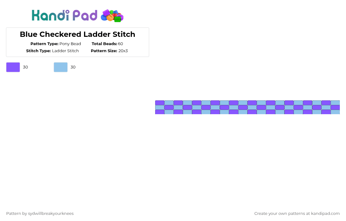 Blue Checkered Ladder Stitch - Pony Bead Pattern by im_the_biggest_lauver on Kandi Pad - purple,light blue
