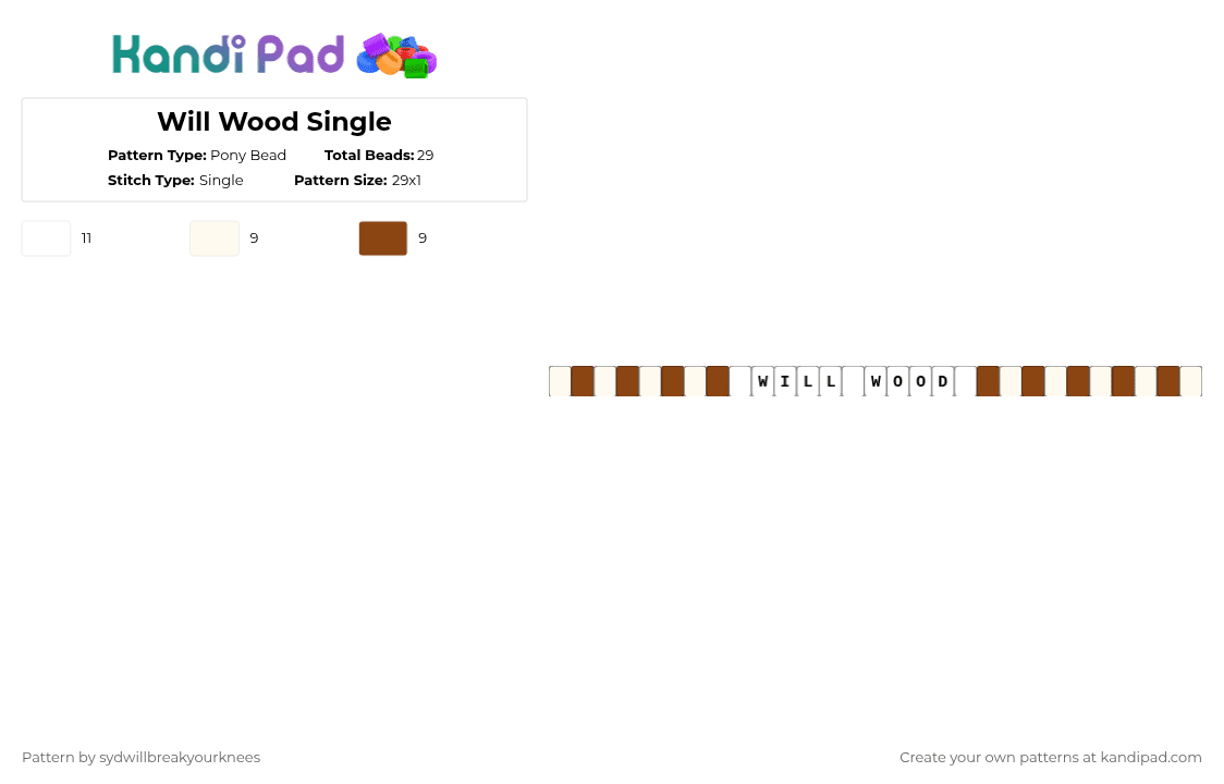 Will Wood Single - Pony Bead Pattern by im_the_biggest_lauver on Kandi Pad - white,red