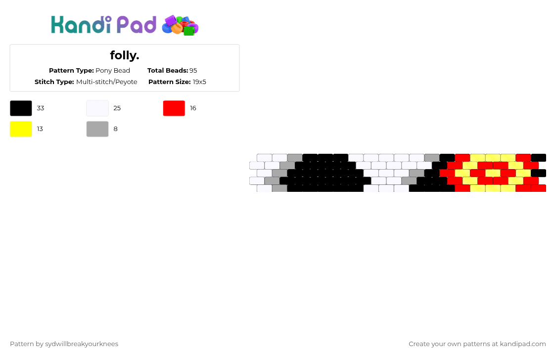folly. - Pony Bead Pattern by im_the_biggest_lauver on Kandi Pad - red,yellow,folly,regret,dream parasite