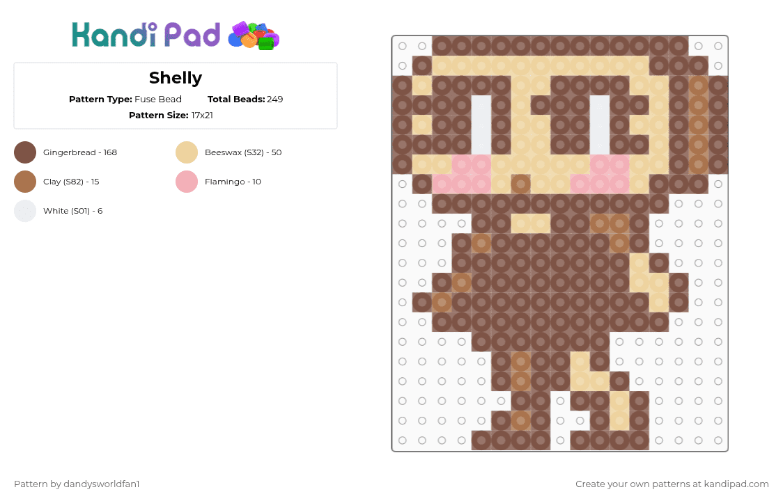 Shelly - Fuse Bead Pattern by dandysworldfan1 on Kandi Pad - tan