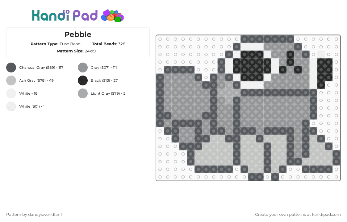 Pebble - Fuse Bead Pattern by dandysworldfan1 on Kandi Pad - gray