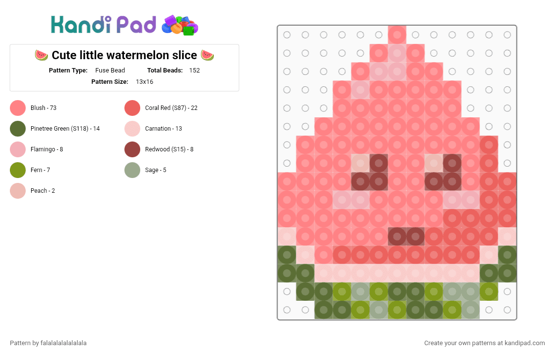 🍉 Cute little watermelon slice 🍉 - Fuse Bead Pattern by bootytickler225 on Kandi Pad - red