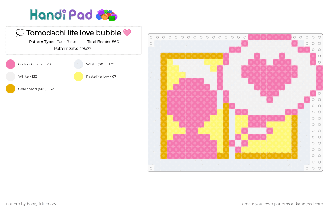 💭 Tomodachi life love bubble 🩷 - Fuse Bead Pattern by bootytickler225 on Kandi Pad - pink