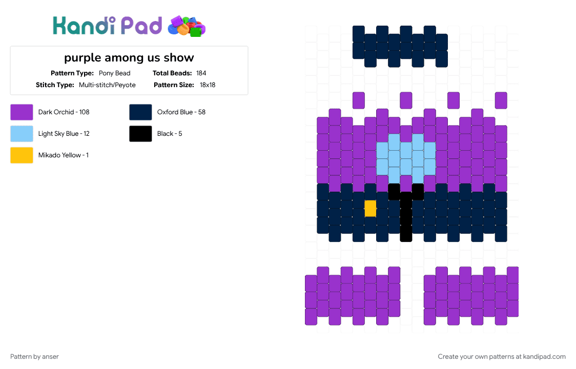 purple among us show - Pony Bead Pattern by anser on Kandi Pad - blue, purple