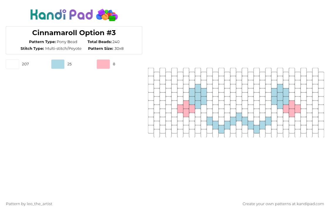 Cinnamaroll - Pony Bead Pattern by leo_the_artist on Kandi Pad - white,light blue,cinnamaroll,sanrio,cute,kawaii