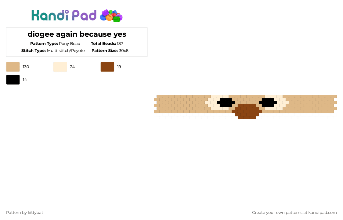 diogee again because yes - Pony Bead Pattern by kittybat on Kandi Pad - beige