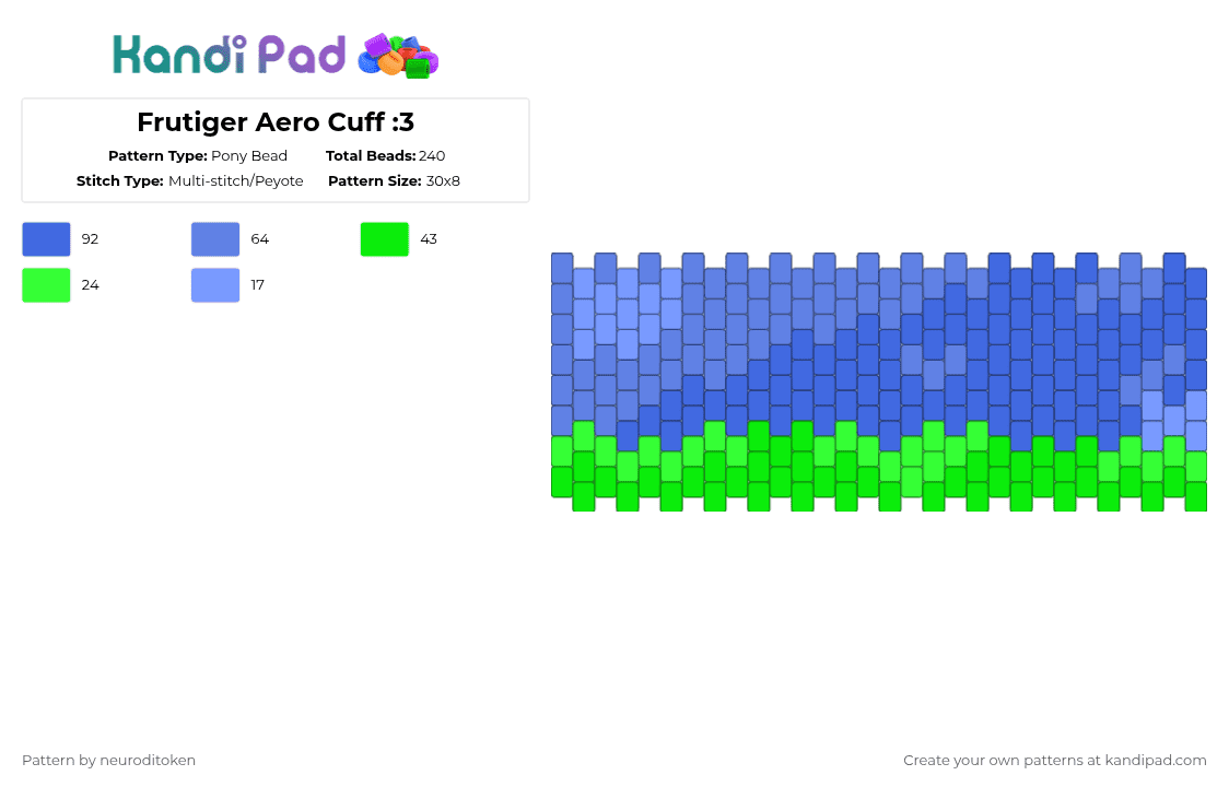 Frutiger Aero Cuff :3 - Pony Bead Pattern by neuroditoken on Kandi Pad - blue,cotdglossy
