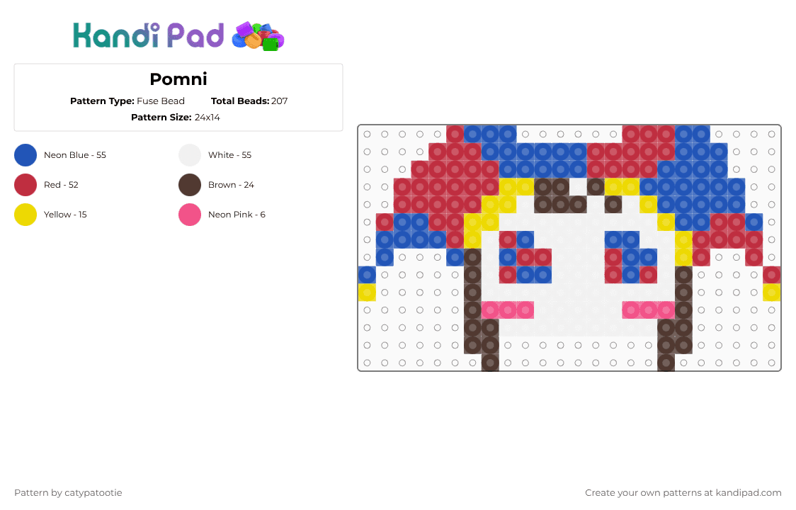 Pomni - Fuse Bead Pattern by catypatootie on Kandi Pad - red,blue,pomni,tadc,jester