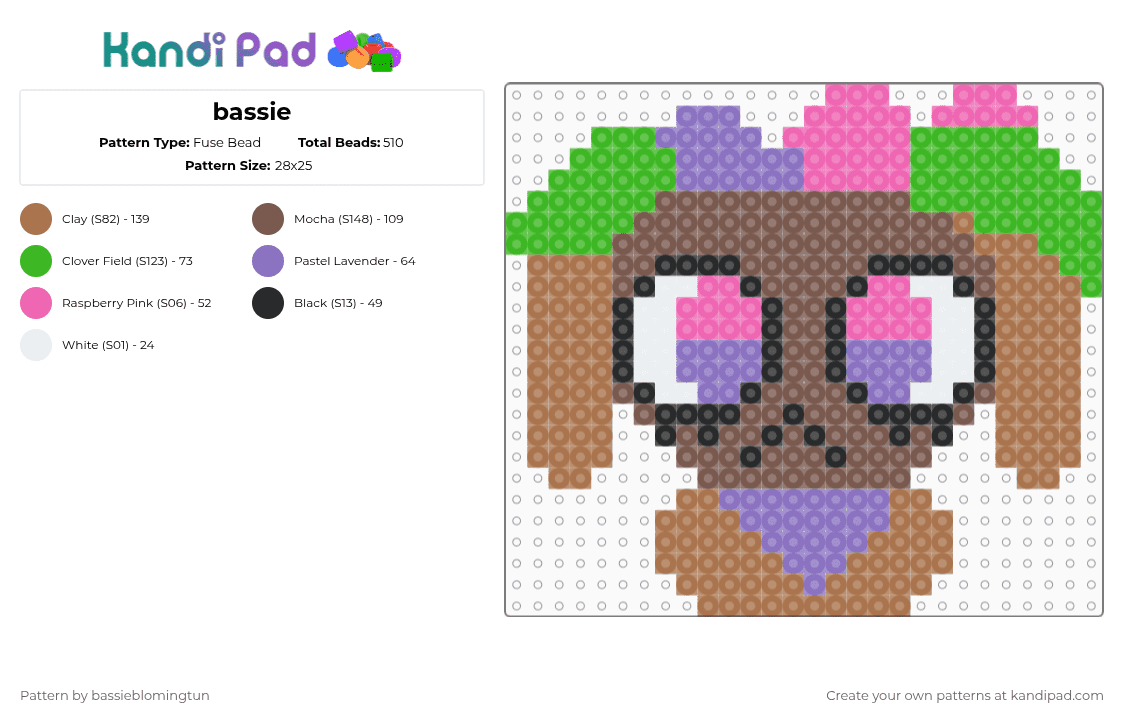 bassie - Fuse Bead Pattern by bassieblomingtun on Kandi Pad - tan