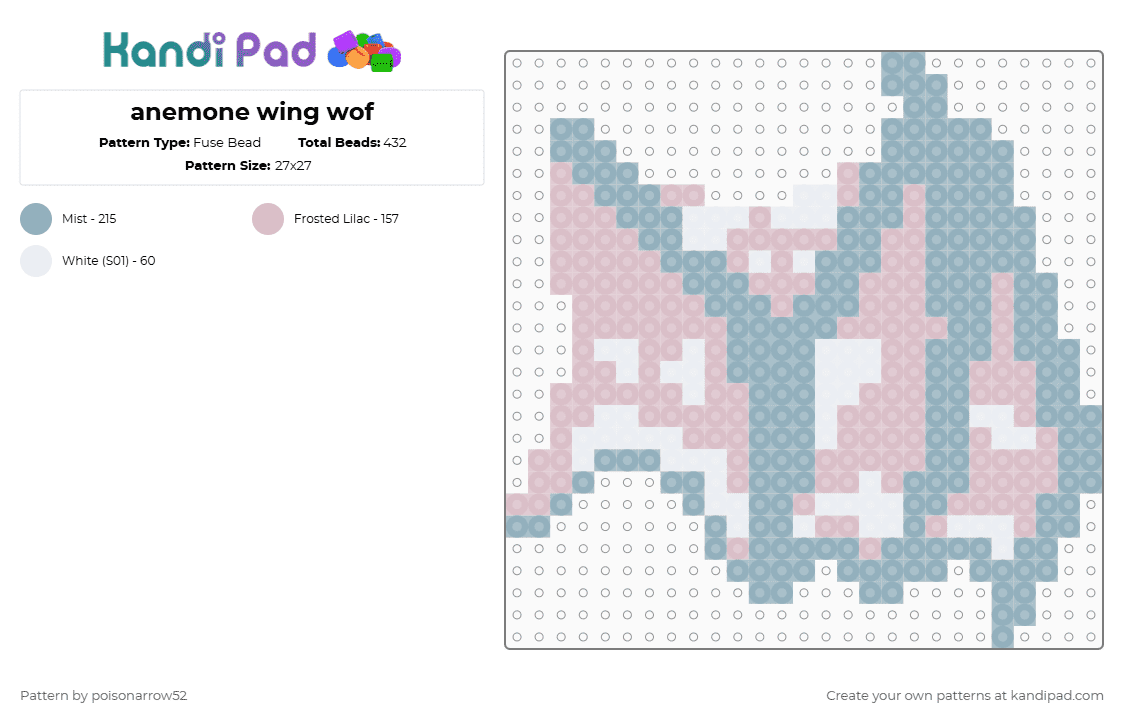 anemone wing wof - Fuse Bead Pattern by poisonarrow52 on Kandi Pad - light blue,beige,wof,anemone,seawing