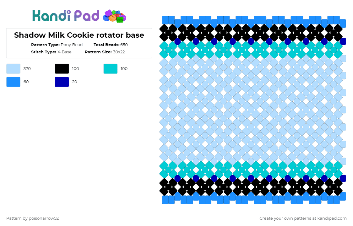 Shadow Milk Cookie rotator base - Pony Bead Pattern by poisonarrow52 on Kandi Pad - light blue,shadow milk,smc,cookie run,crk