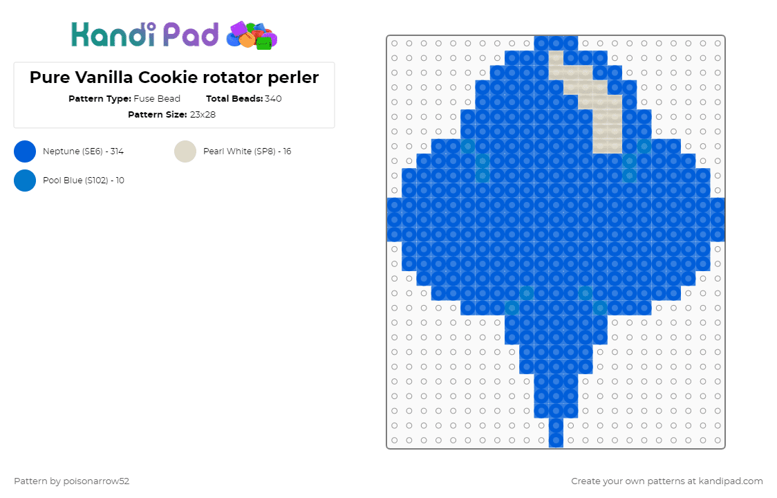 Pure Vanilla Cookie rotator perler - Fuse Bead Pattern by poisonarrow52 on Kandi Pad - blue,pure vanilla,crk,cookie run