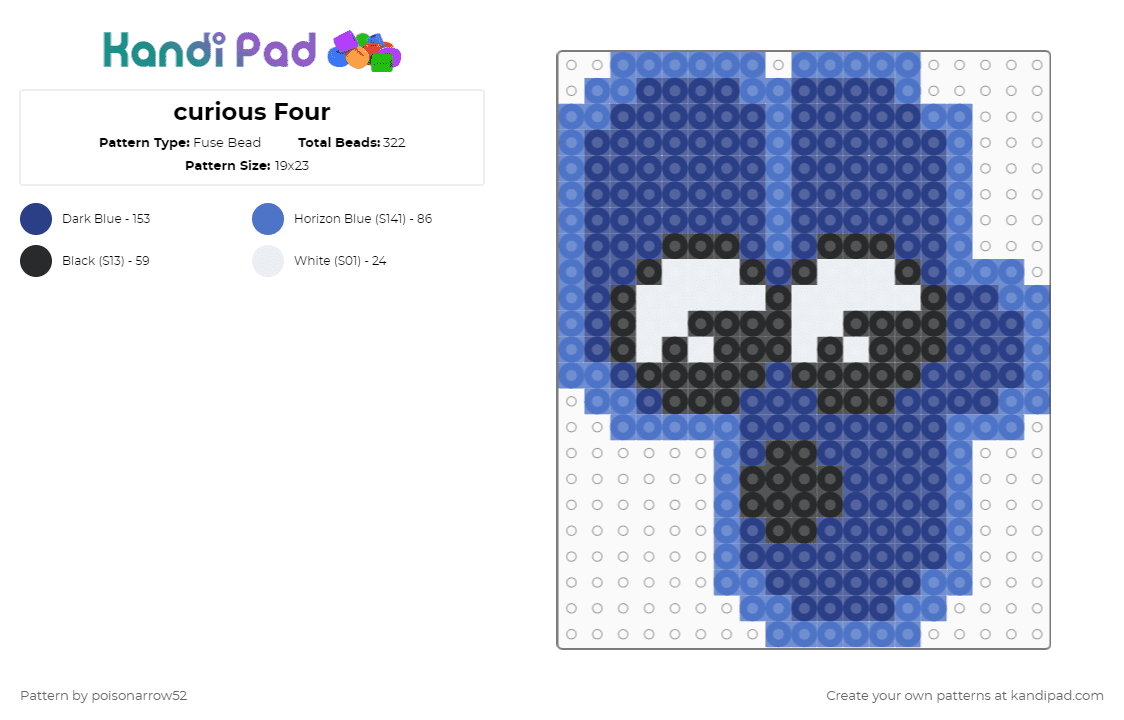 curious Four - Fuse Bead Pattern by poisonarrow52 on Kandi Pad - blue,four,bfb,bfdi,silly