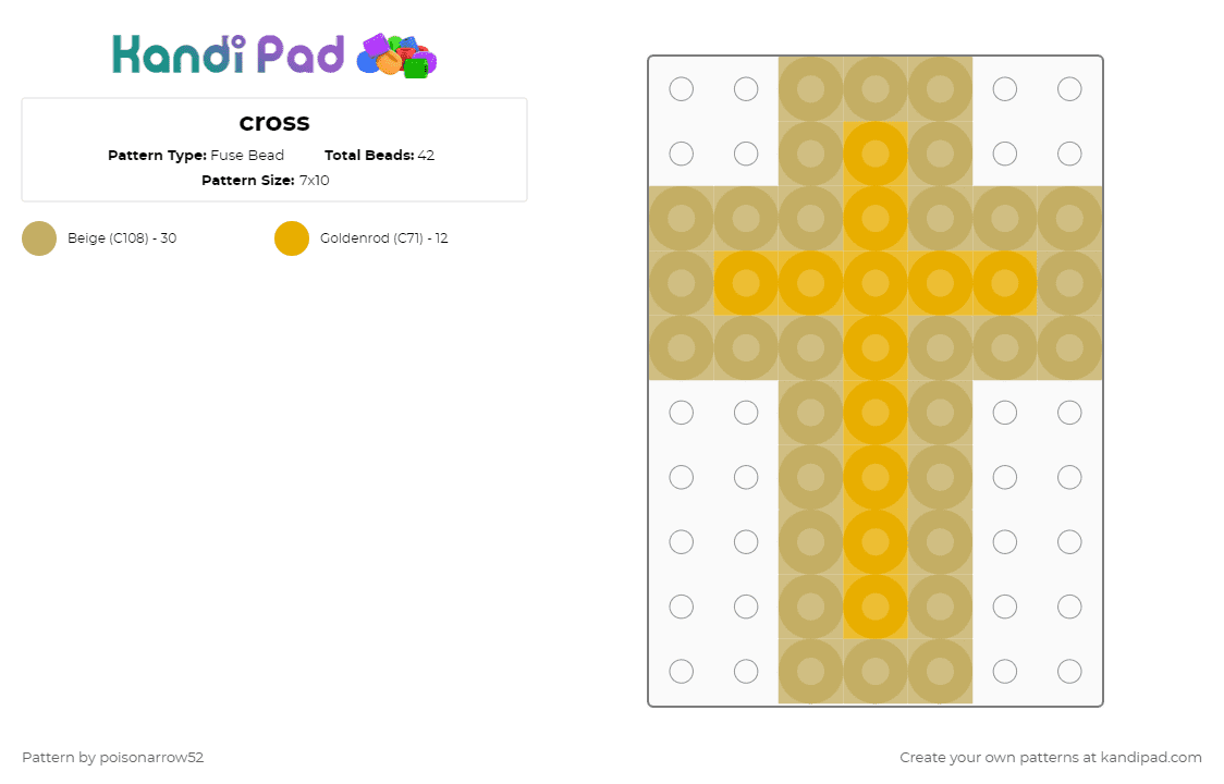 cross - Fuse Bead Pattern by poisonarrow52 on Kandi Pad - orange,beige,cross,jesus,christen
