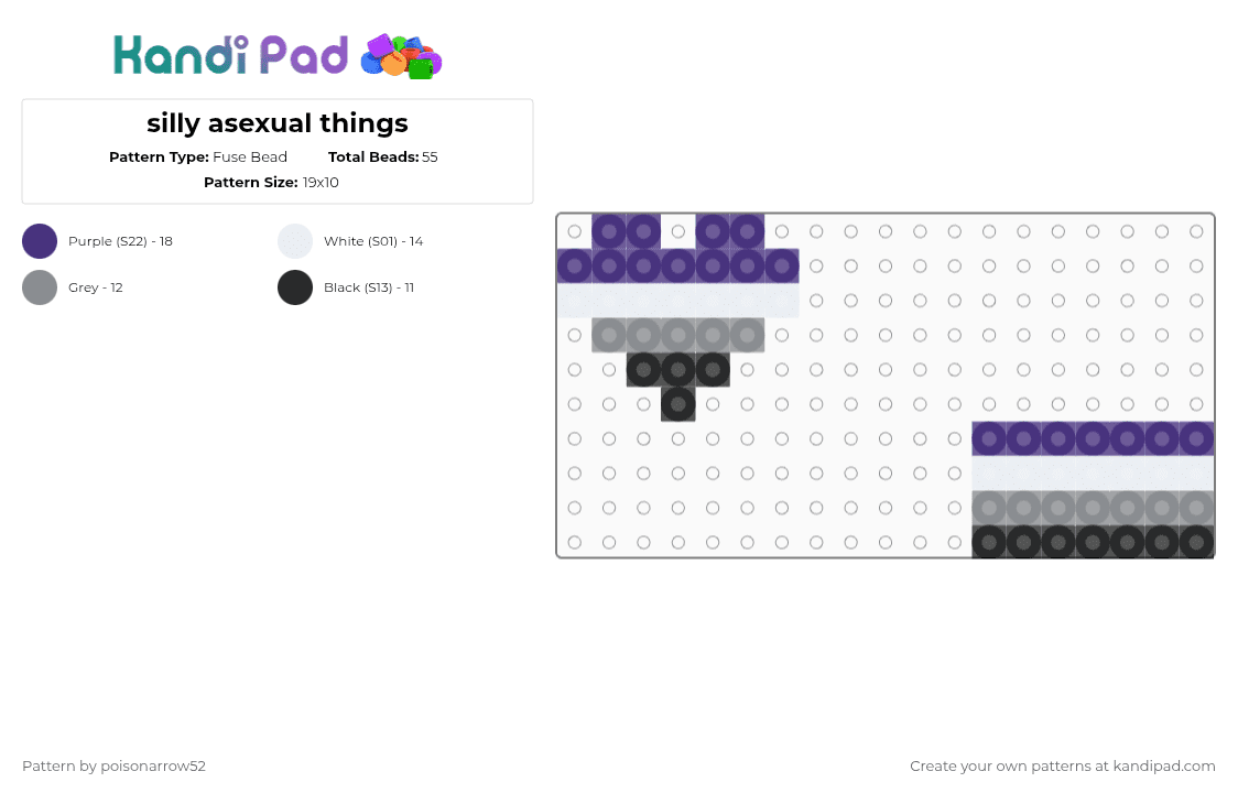 silly asexual things - Fuse Bead Pattern by poisonarrow52 on Kandi Pad - purple,gray,ace,asexual,lgbtq,pride