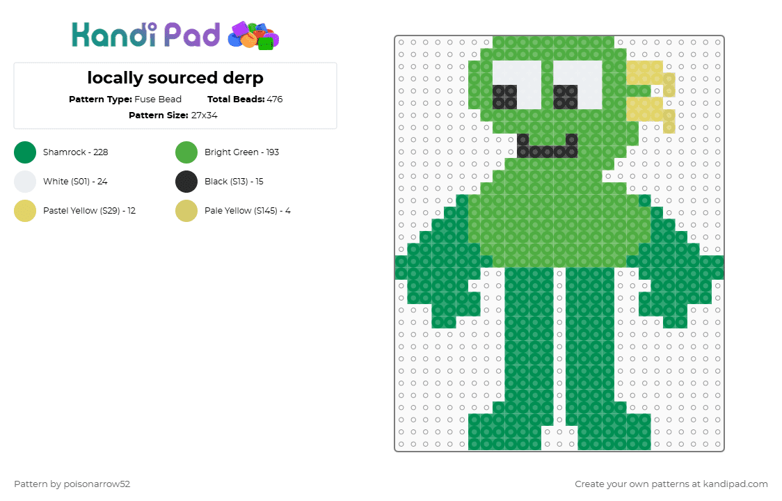 locally sourced derp - Fuse Bead Pattern by poisonarrow52 on Kandi Pad - green,tpot,two,bfdi