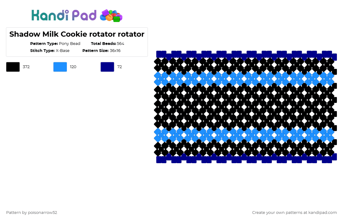 Shadow Milk Cookie rotator rotator - Pony Bead Pattern by poisonarrow52 on Kandi Pad - black,purple,light blue,shmilk,shadow milk,cookie run,crk