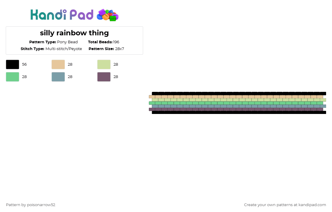 silly rainbow thing - Pony Bead Pattern by poisonarrow52 on Kandi Pad - teal,rainbow,lol