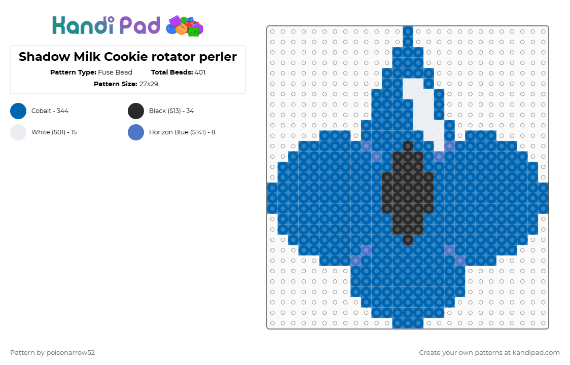 Shadow Milk Cookie rotator perler - Fuse Bead Pattern by poisonarrow52 on Kandi Pad - blue,shmilk,shadow milk,crk,cookie run