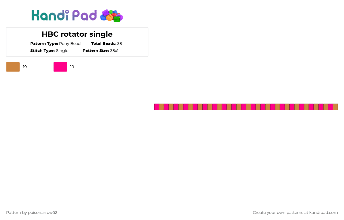 HBC rotator single - Pony Bead Pattern by poisonarrow52 on Kandi Pad - orange,pink,hbc,crk,cookie run