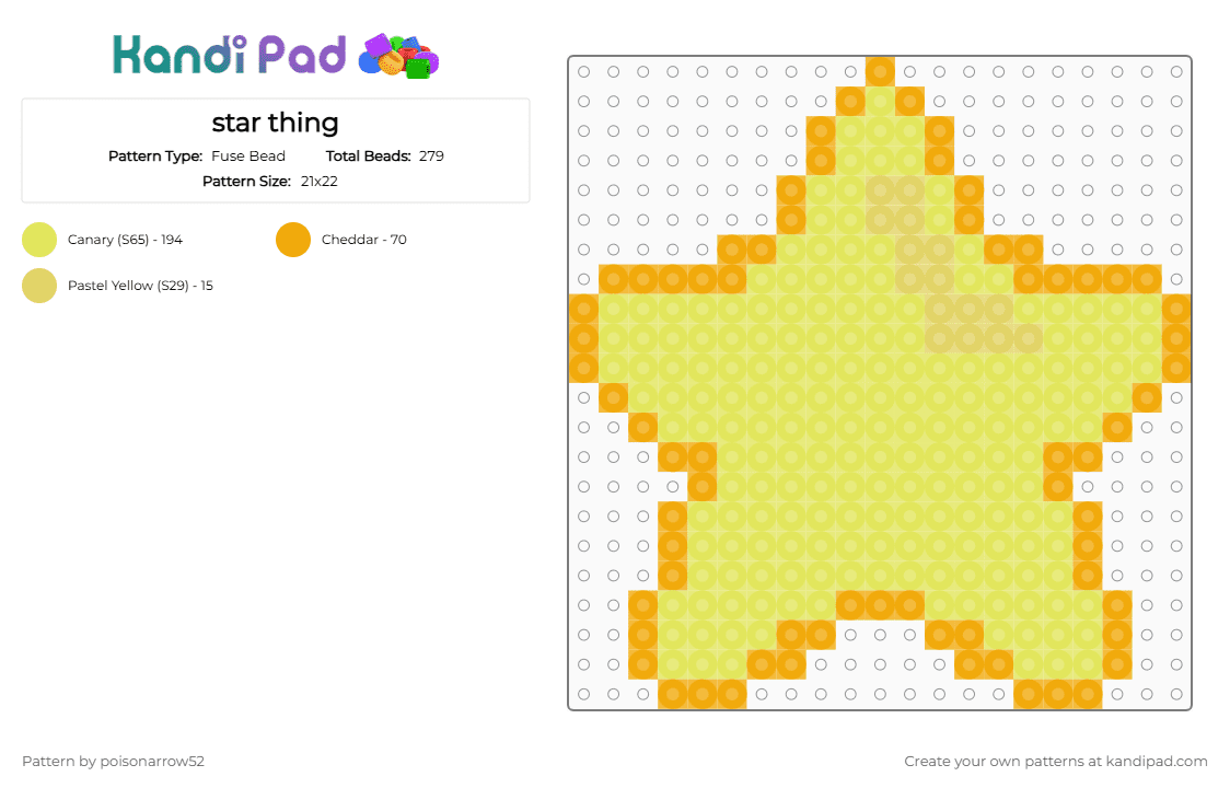 star thing - Fuse Bead Pattern by poisonarrow52 on Kandi Pad - idk, star, yellow