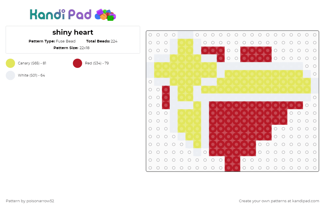shiny heart - Fuse Bead Pattern by poisonarrow52 on Kandi Pad - red,yellow,heart,lol