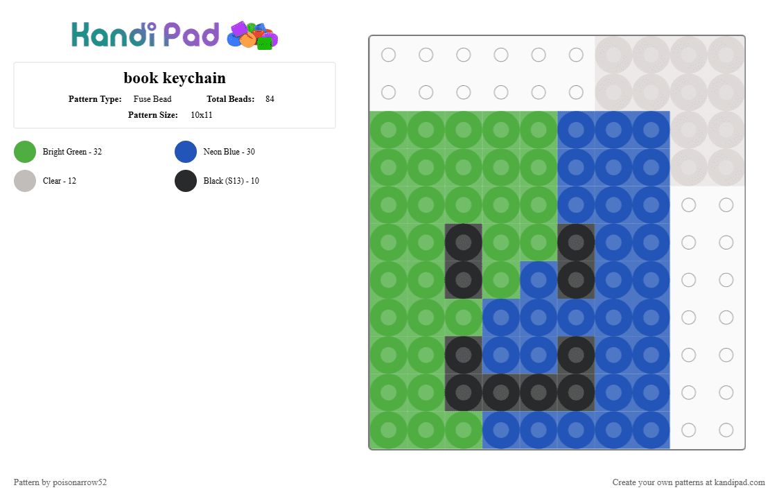 book keychain - Fuse Bead Pattern by poisonarrow52 on Kandi Pad - green,blue,bfdi,bfdia,bfb,tpot,battle for dream island,book,keychain,osc