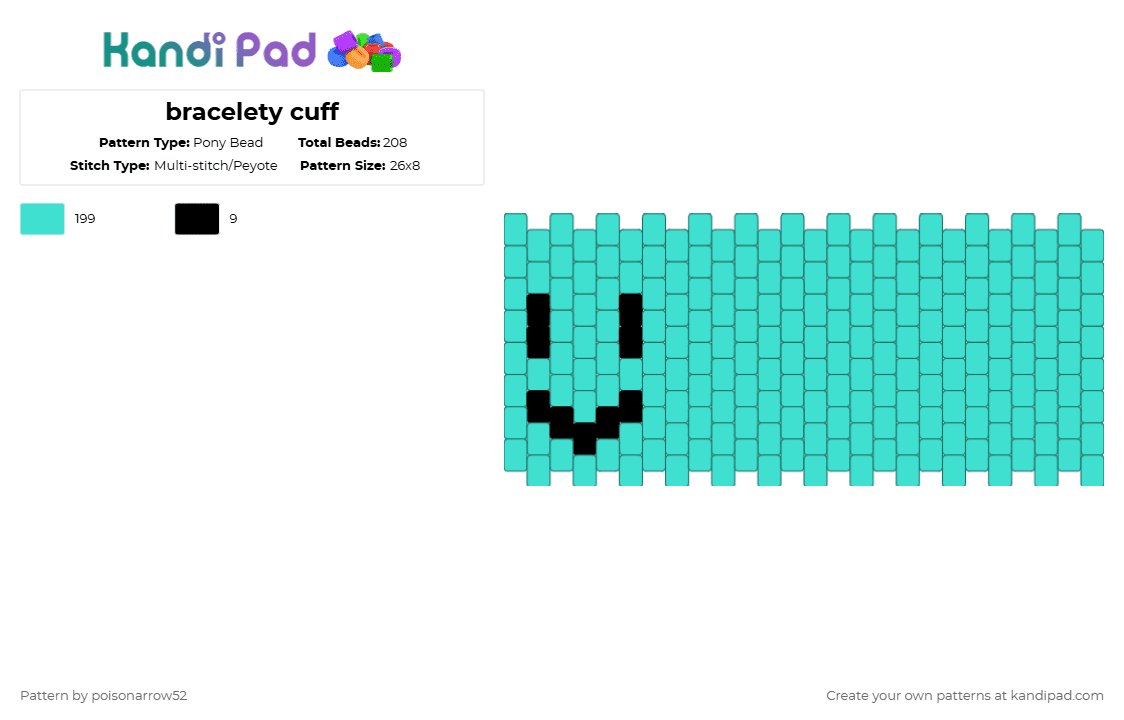bracelety cuff - Pony Bead Pattern by poisonarrow52 on Kandi Pad - light blue,bracelety,bfb,tpot,bfdi,osc,lol