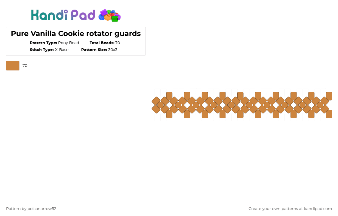 Pure Vanilla Cookie rotator guards - Pony Bead Pattern by poisonarrow52 on Kandi Pad - orange,pure vanilla,crk,cookie run