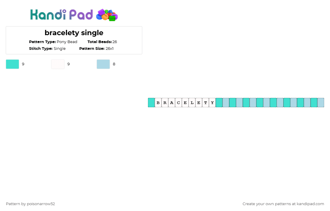 bracelety single - Pony Bead Pattern by poisonarrow52 on Kandi Pad - light blue,white,bracelety,osc,tpot,bfb,bfdi,lol
