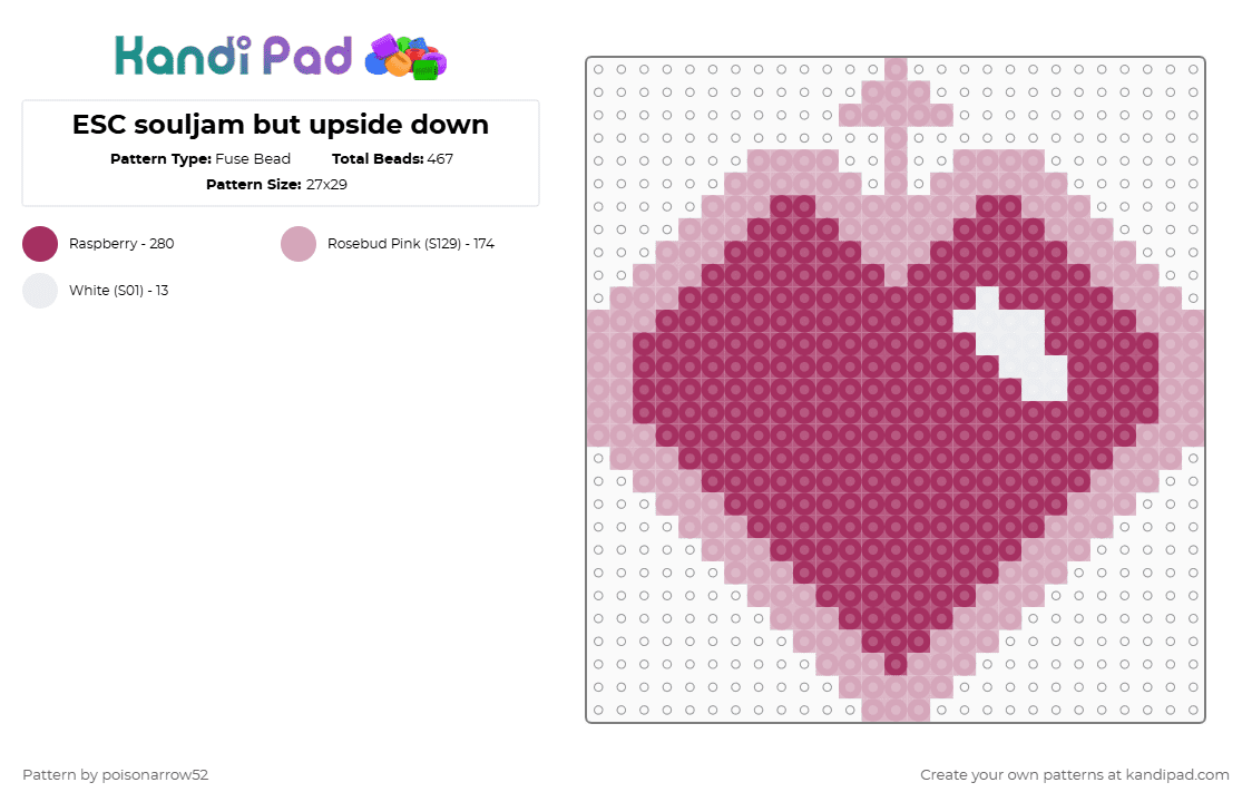 ESC souljam but upside down - Fuse Bead Pattern by poisonarrow52 on Kandi Pad - pink,esc,souljam,crk,cookie run