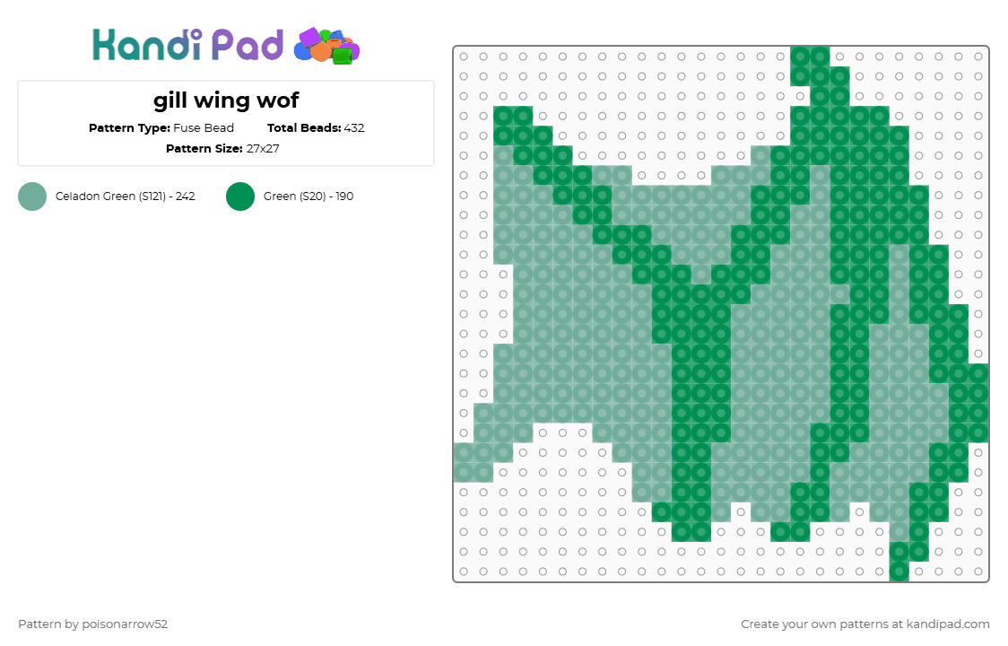 gill wing wof - Fuse Bead Pattern by poisonarrow52 on Kandi Pad - green,teal,gill,wof,seawings